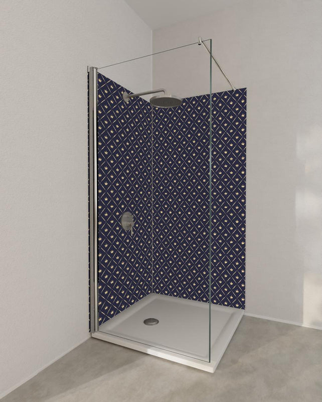 Duschrückwand - Dunkelblau Weißes Geometrisches Design