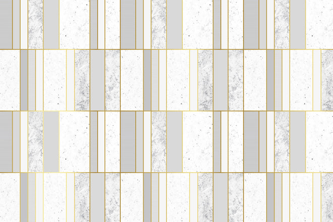 Duschrückwand - Elegante Fliese in Weiß-Gold-Marmoroptik