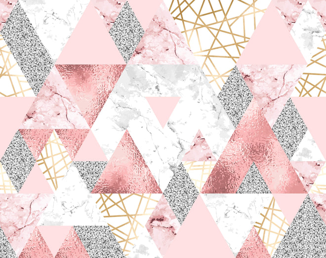 Duschrückwand - Eleganter Marmor Dekor in Rosa und Gold