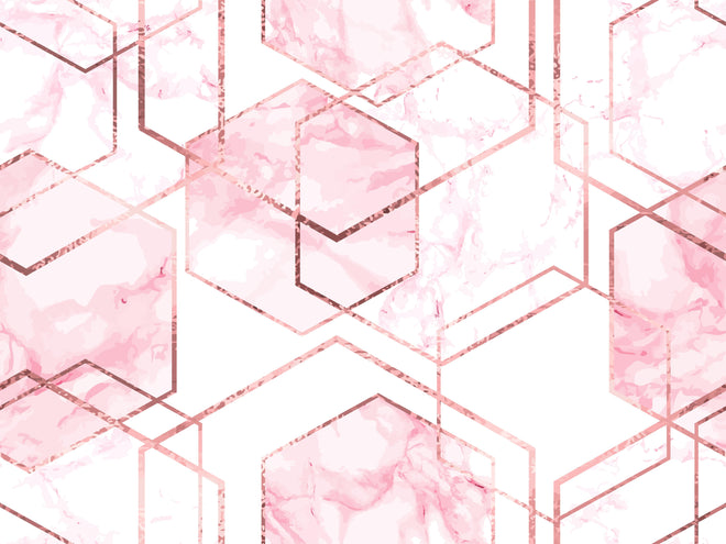 Duschrückwand - Eleganter rosa Marmor mit goldenen Linien