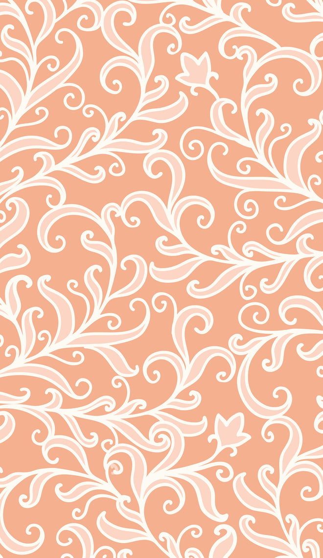 Duschrückwand - Elegantes Floral Ornament Muster in Apricot