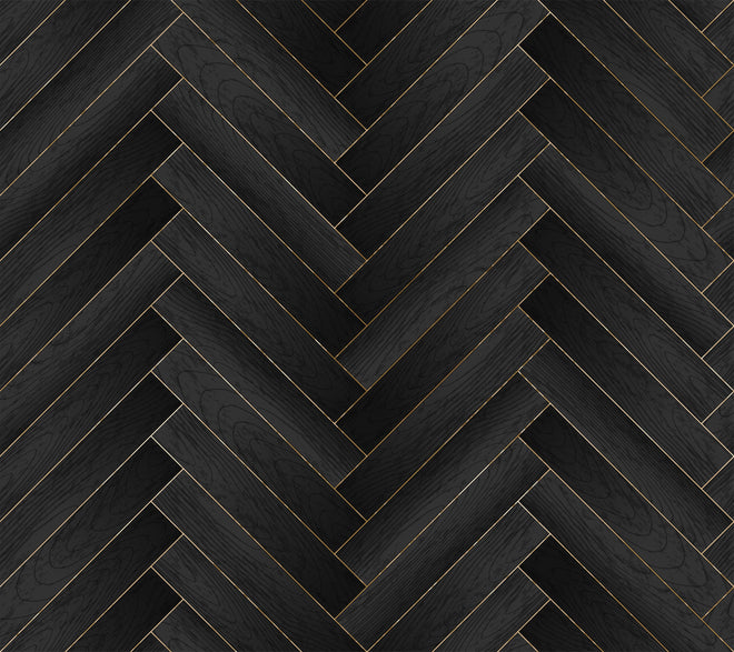 Duschrückwand - Elegantes dunkles Holzparkett in Fischgrät