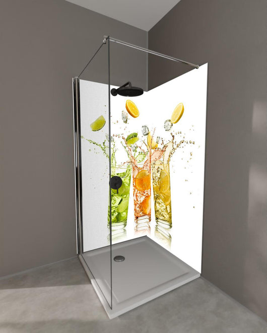 Duschrückwand - Erfrischungsgetränke mit Zitrusfrüchten