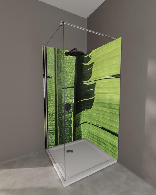 Duschrückwand - Exotisches grünes Palmenblatt-Design