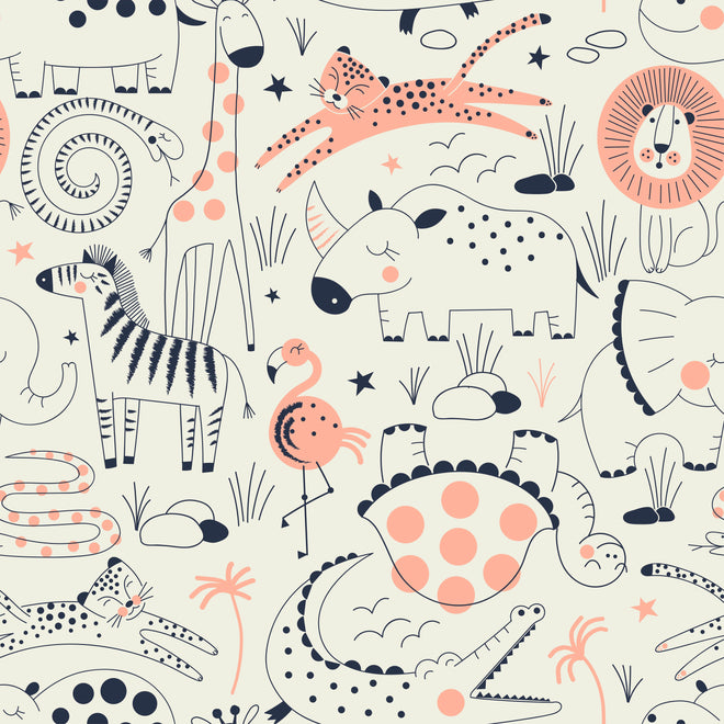 Duschrückwand - Fröhliches Tierillustrationsmuster für Kinderzimmer