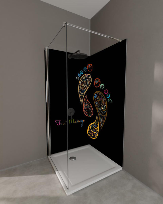 Duschrückwand - Fußreflexzonenmassage Kunstbild in Farbe