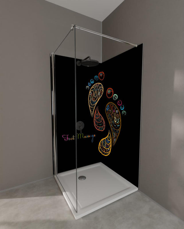 Duschrückwand - Fußreflexzonenmassage Kunstbild in Farbe