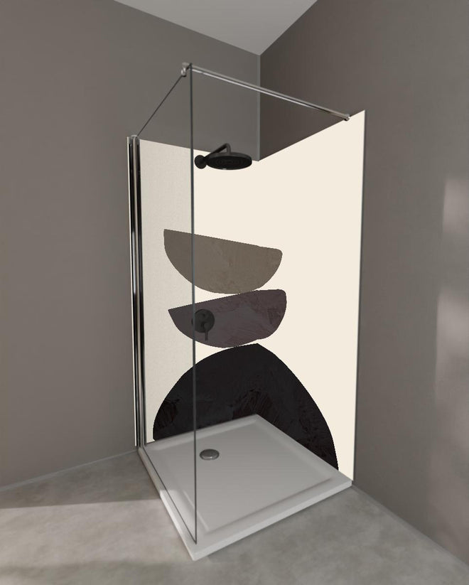 Duschrückwand - Geometrische Formen balancierend - Abstraktion