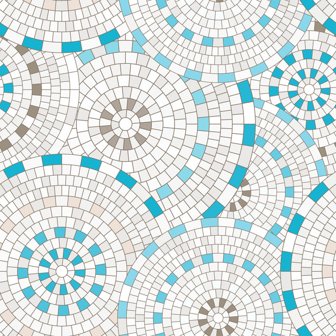 Duschrückwand - Geometrisches Weiß-Blau Mosaik Fliesenmuster