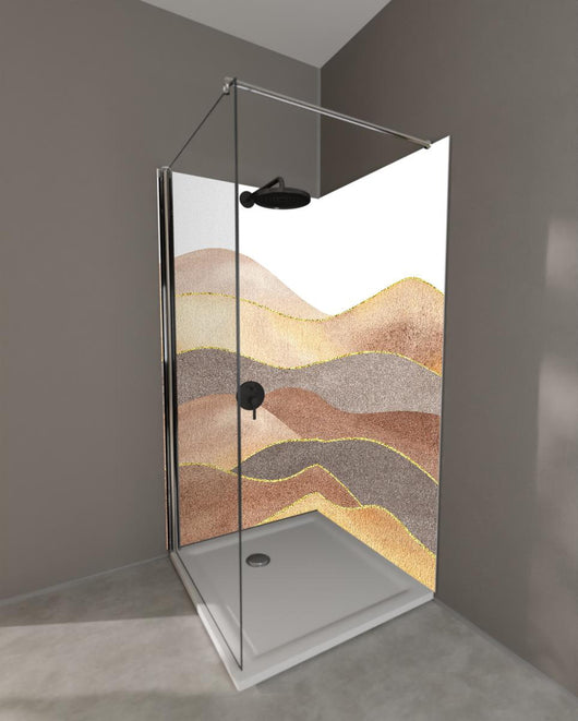 Duschrückwand - Gewellte Bergsilhouette - Aquarellformen