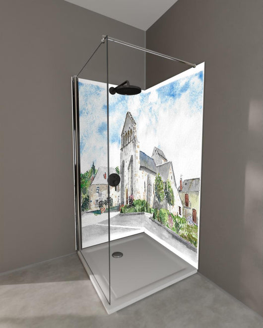 Duschrückwand - Idyllisches französisches Dorf