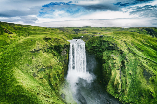 Duschrückwand - Isländischer Wasserfall Skogafoss