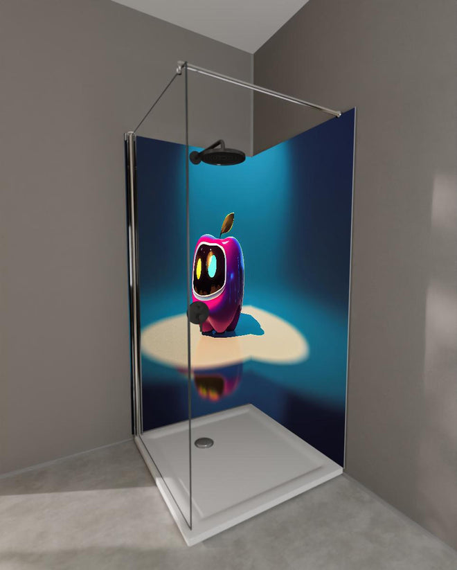 Duschrückwand - Kindermotiv - 3D Apfelroboter