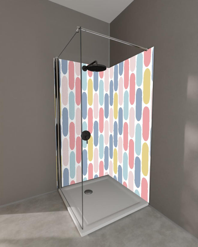 Duschrückwand - Lebhaftes Pastellrauten Design für moderne Deko
