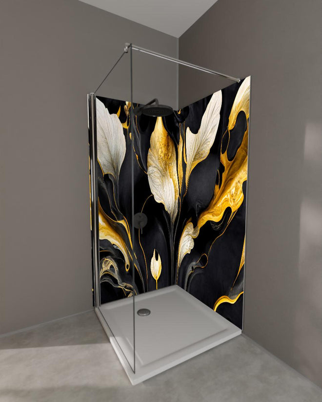 Duschrückwand - Marmor Blumenmuster