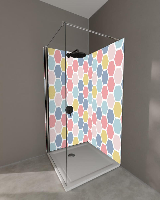 Duschrückwand - Moderne Hexagon Muster Wanddekoration