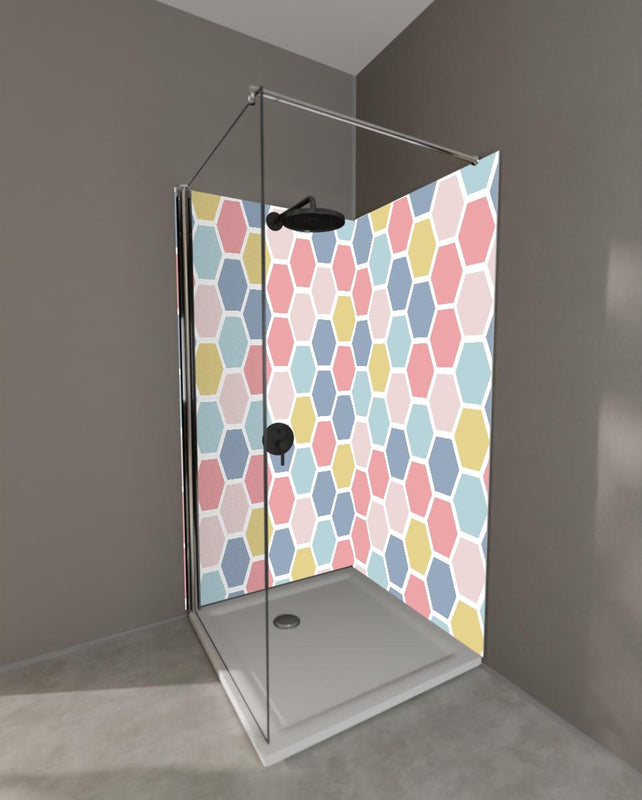 Duschrückwand - Moderne Hexagon Muster Wanddekoration
