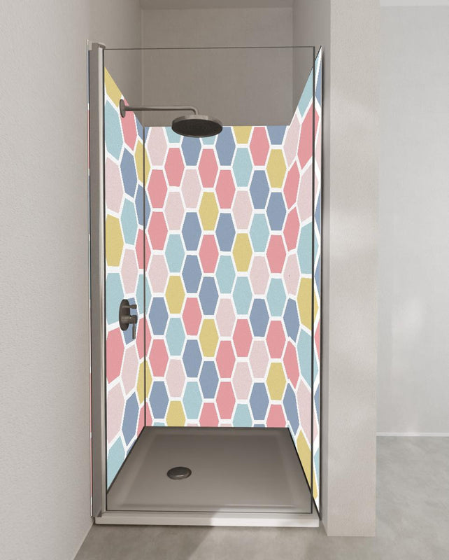 Duschrückwand - Moderne Hexagon Muster Wanddekoration