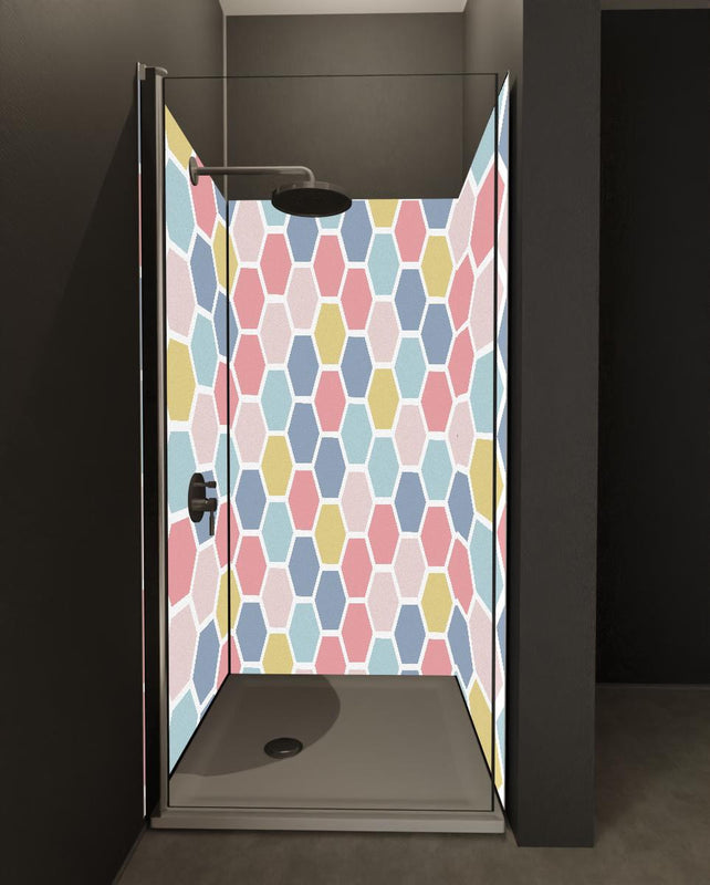 Duschrückwand - Moderne Hexagon Muster Wanddekoration