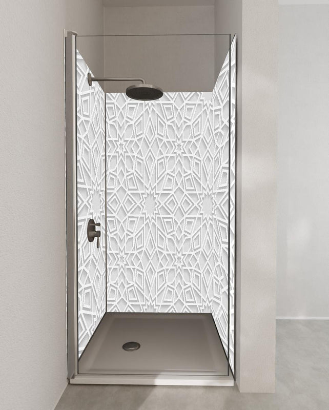 Duschrückwand - Moderner Weiß-Grau Ornamentaler Hintergrund