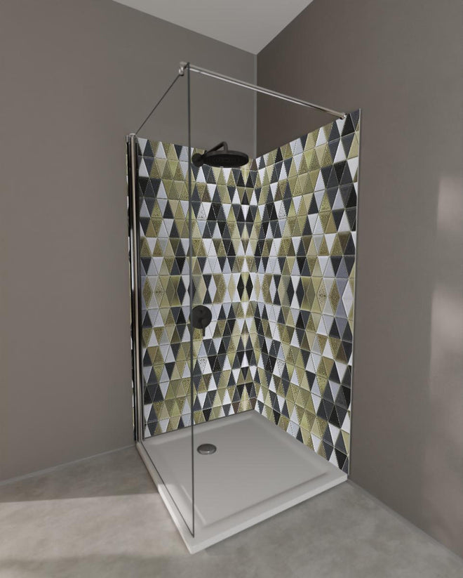 Duschrückwand - Modernes Schwarz-Gold-Design Texturmuster