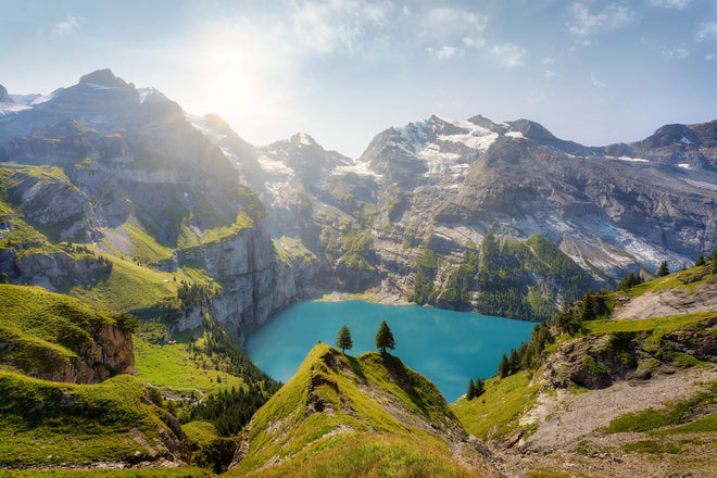 Duschrückwand - Oeschinensee in den Schweizer Alpen