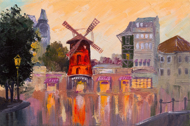 Duschrückwand - Ölgemälde Stadtbild - Moulin rouge
