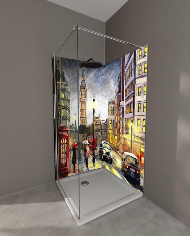 Duschrückwand - Ölgemälde von Londoner Innenstadt