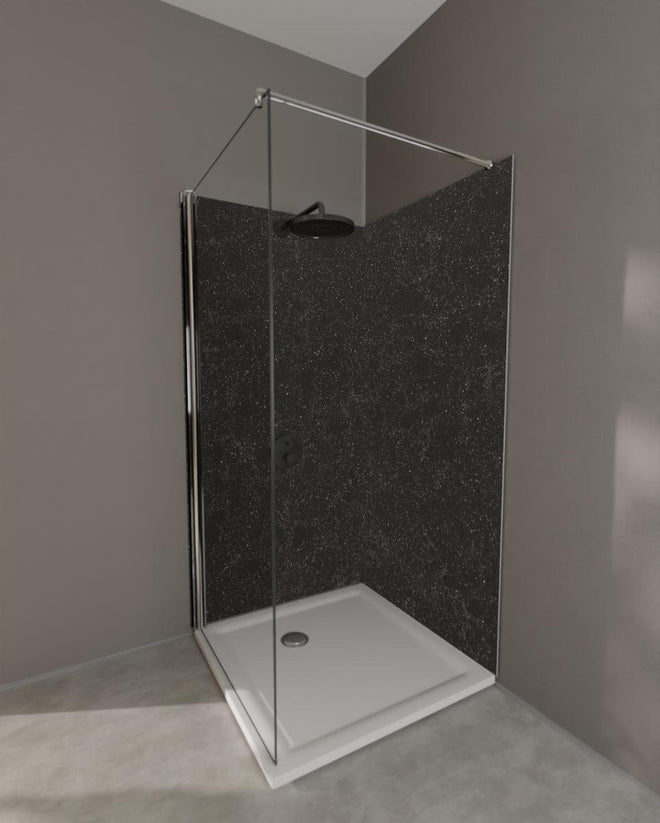 Duschrückwand - Quarz Diamond Black