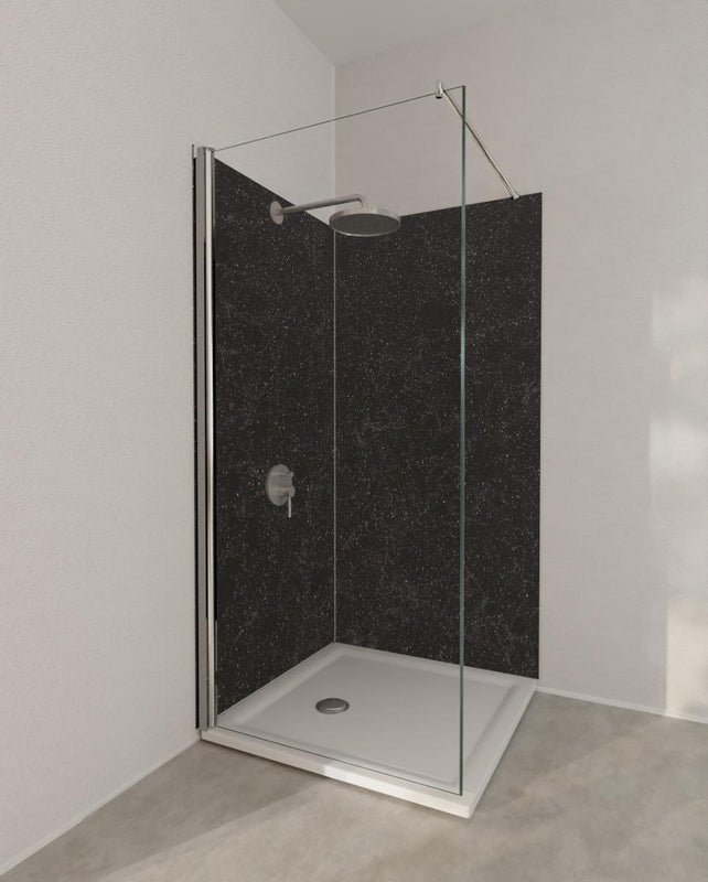 Duschrückwand - Quarz Diamond Black