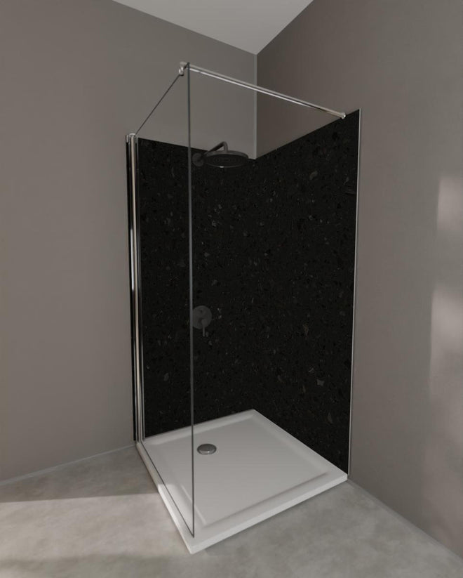 Duschrückwand - Quarz Diamond Charcoal