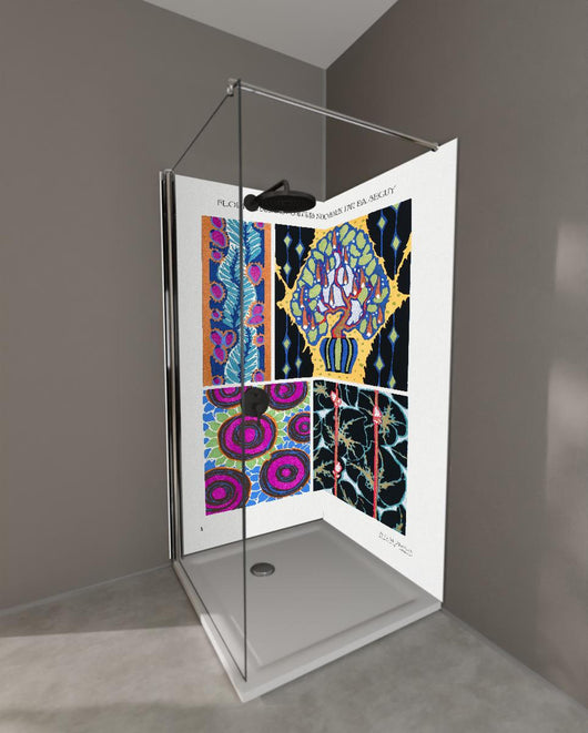 Duschrückwand - Retro Kollage - Französisch