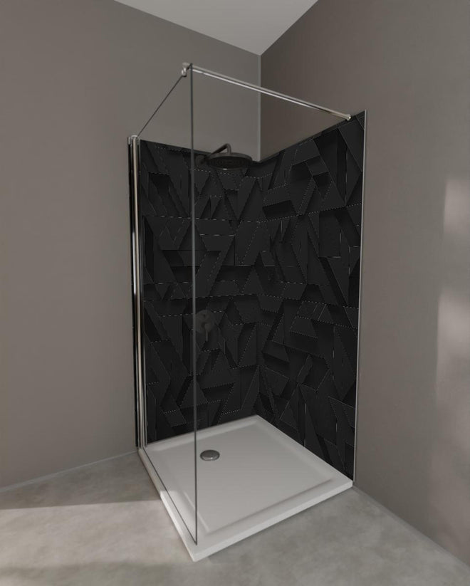Duschrückwand - Schwarze futuristische Wand - 3D