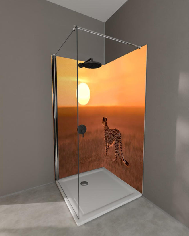 Duschrückwand - Sonnenaufgang in der Savanne - Afrika