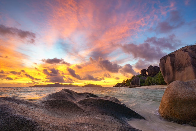 Duschrückwand - Sonnenuntergang am tropischen Strand