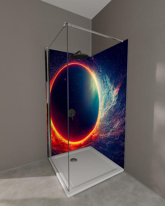 Duschrückwand - Universumsszene mit Planeten