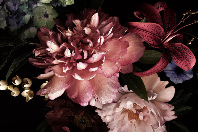Duschrückwand - Vintage Blumenbouquet