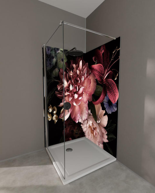 Duschrückwand - Vintage Blumenbouquet