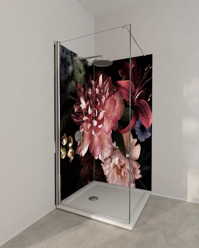 Duschrückwand - Vintage Blumenbouquet