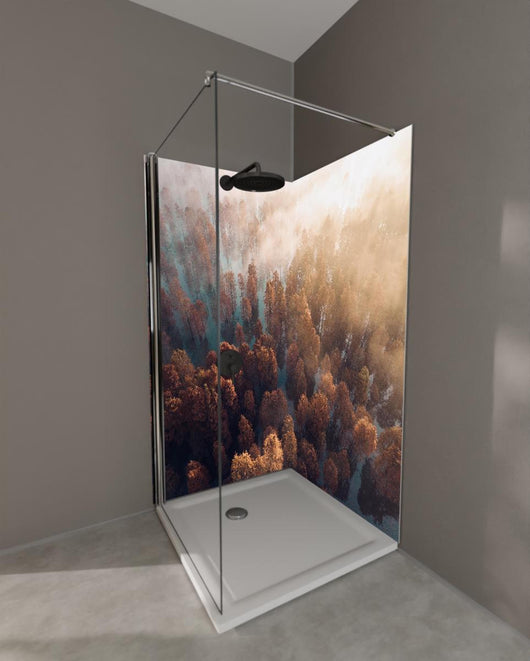 Duschrückwand - Vogelperspektive - Wald im Herbst