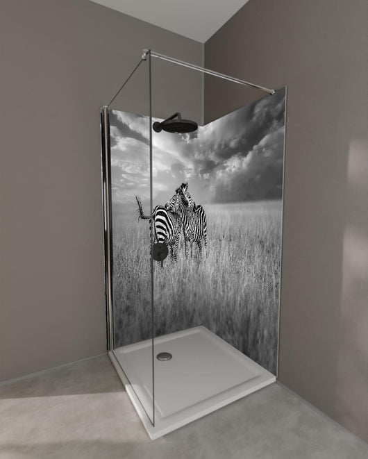 Duschrückwand - Zebras in ihrer Natur - Savanne