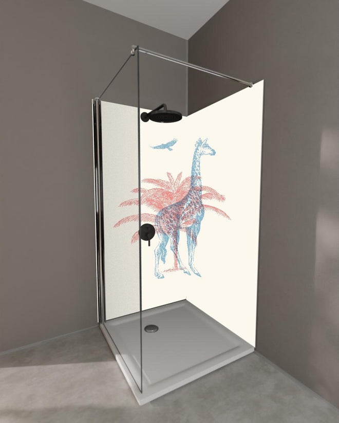 Duschrückwand - Zeichnung einer Giraffe - Moderne Kunst
