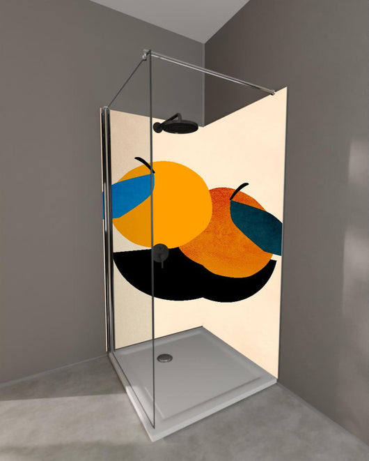Duschrückwand - Zwei Orangen - Zeichnung