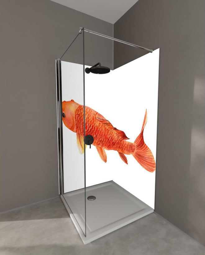 Duschrückwand - orangefarbener Koi