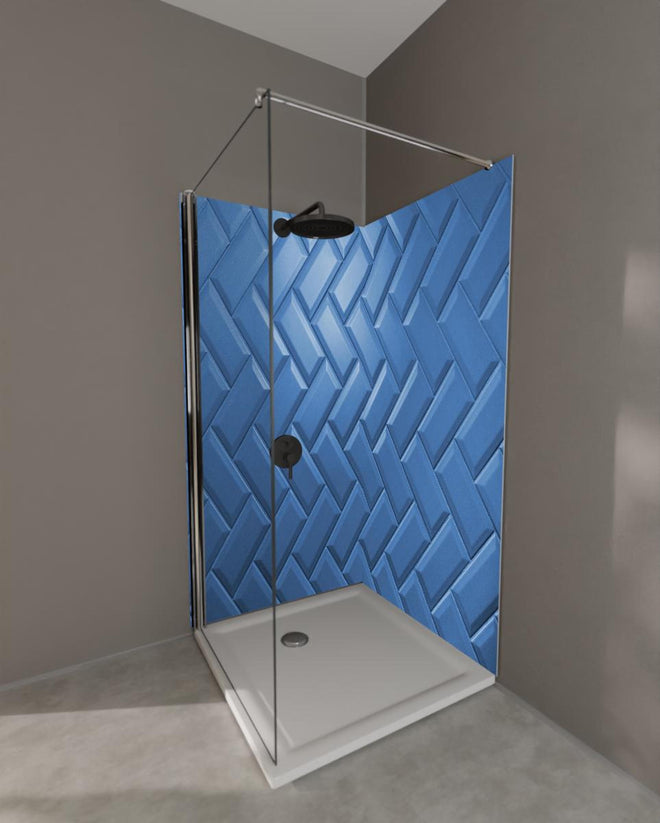 Duschrückwand - phantomblaue matte Keramikfliesen