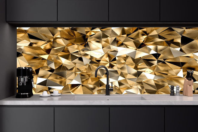 Küchenrückwand - 3D Goldenes Kristall Design
