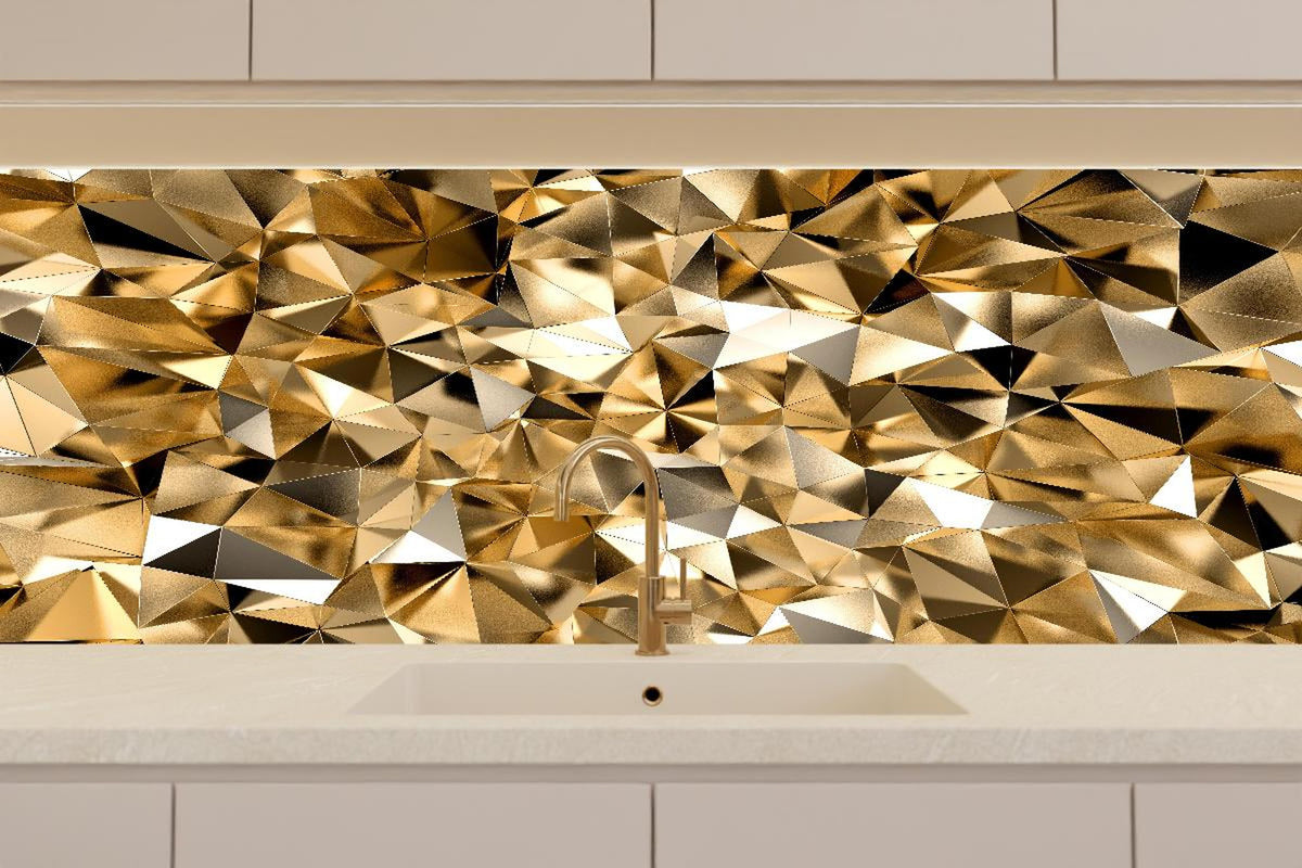Küchenrückwand - 3D Goldenes Kristall Design