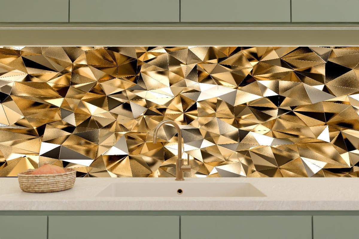 Küchenrückwand - 3D Goldenes Kristall Design