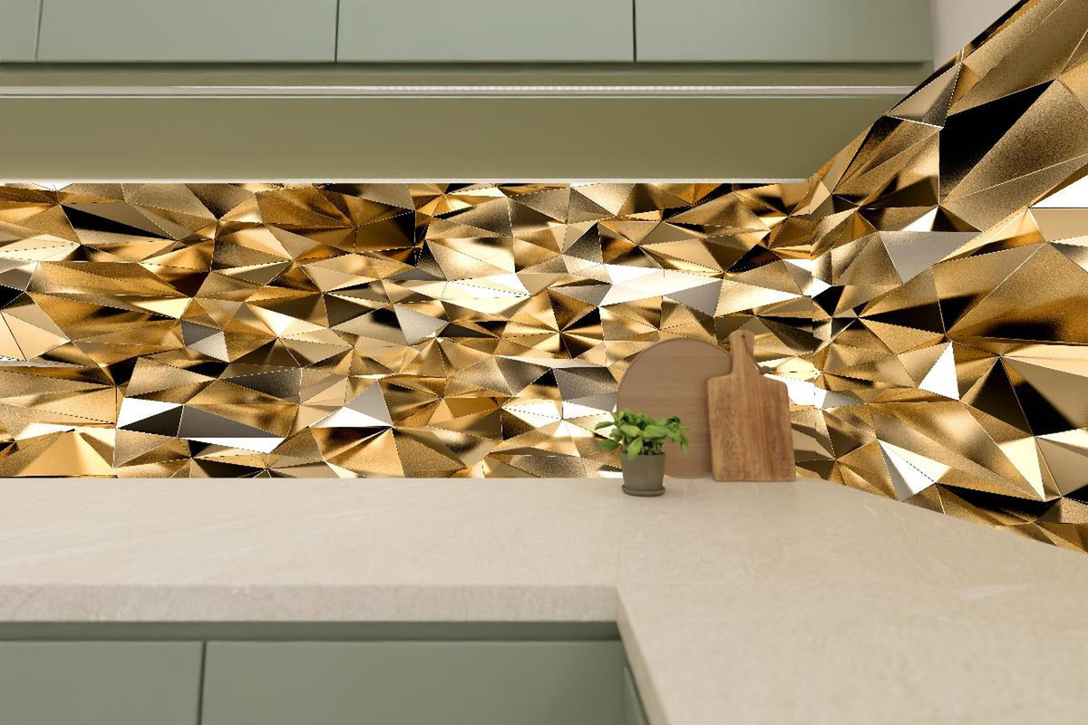 Küchenrückwand - 3D Goldenes Kristall Design