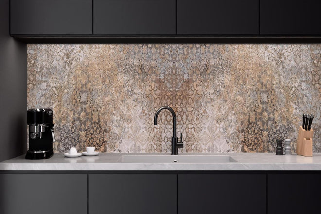 Küchenrückwand - Abgenutzte bräunliche Vintage Tapete